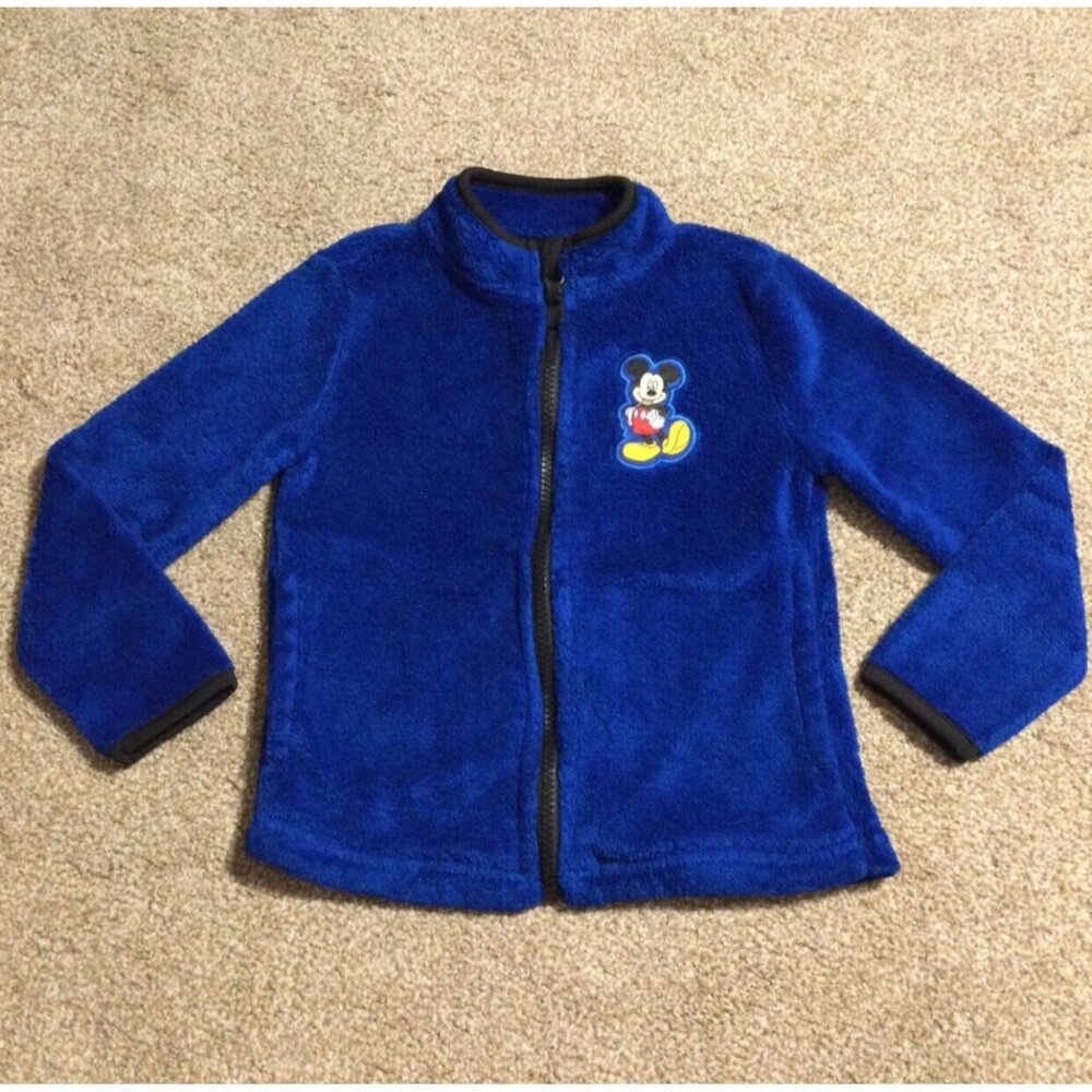 Sz 4 VGUC DISNEY Blue Mickey Mouse Fleece Zip Up Jacket